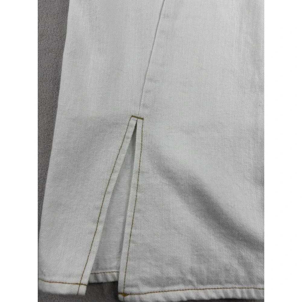 Ann Andelman White Wide Leg Split Hem Denim Jeans Asymmetrical Seams Womens